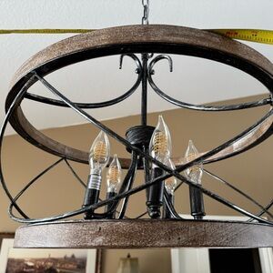 Rustic Brown Chandelier with Black Accents